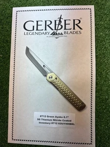 #712 Gerber Green Ayako SS Titanium Nitride Coated Blade folding knife - Picture 1 of 5