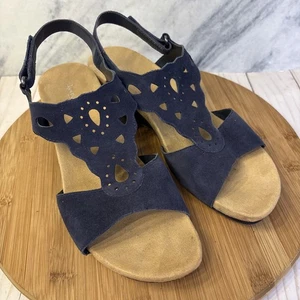 Bjorndal Susie Keilabsatz Slingback T-Riemen Cutout Sandalen offene Zehenpartie Größe 9,5 M blau - Bild 1 von 10