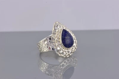 Anillo Jay King DTR Plata Esterlina Azul Pera Lapislázuli Guijarro Banda 925 Talla: 7 Foto 1 de 4