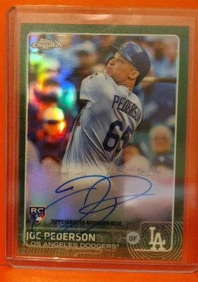 Joc Pederson 2015 Topps Chrome Green Refractor RC Auto 45/99 #AR-JPN Los Angeles - Image 1 of 2