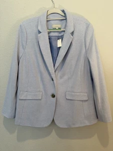 Talbots Plus Women’s Size 14W Blazer Light Periwinkle Blue 2 Button Jacket NWT - Picture 1 of 10