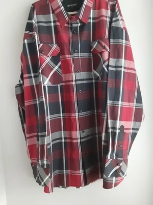 NWOT KNOCKOUT Men Red/Black Plaid Lng Slv Shirt Button 5X Free Tee FREE SHIPPING - Image 1 of 4