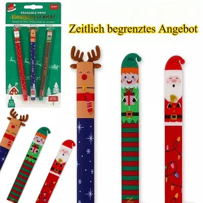 Set Weihnachten mit 3 löschbaren Gelstiften Santa Claus Reindeer Elf Legami Neu - Bild 1 von 4