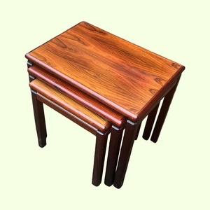 Vintage Danish Rosewood Mid Century Nest Of Three Tables Nesting Tables - Picture 1 of 11