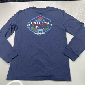 Goat USA Cartoon Graphic Men's Blue Original Graphic Long Sleeve T-Shirt Medium - Picture 1 of 8