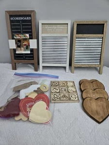 Washboards (3) & Hearts Various Sizes Crafting Lot Valentines Wedding Signs - Picture 1 of 9