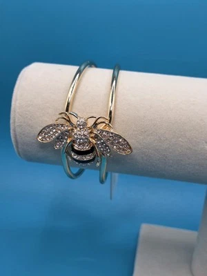 Bella & Jack Gold Tone Bee Bangle Bracelet | Crystal Pave Insect Jewelry |... - Image 1 of 4