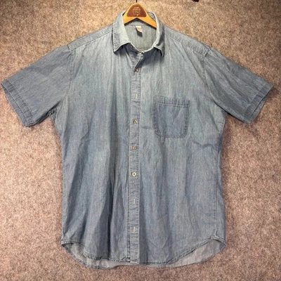 American Apparel Denim Button Shirt Mens M Light Wash USA Made s/s *BUTTONS - Image 1 of 4