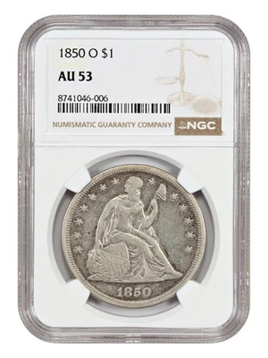 1850-O $1 NGC AU53 - Dólar Liberty Seated Foto 1 de 4