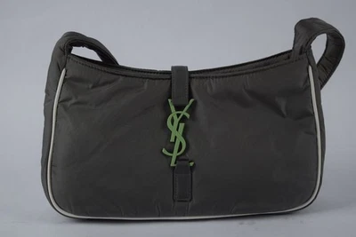 ¡NUEVO! Auténtico Bolso Bandolera YSL Saint Laurent Le 5 A 7 Mini Logo Nylon Gris Foto 1 de 4