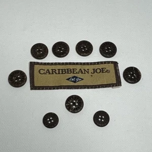 Caribbean Joe Hawaiian Shirt Set of 9 Coconut Shell Replacement Buttons - Picture 1 of 7