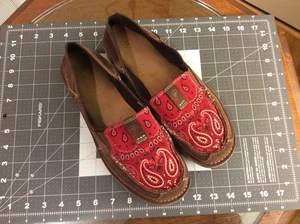 Ariat Ladies Cruiser Brown Suede & Red Boquillas Slip On Shoes 10023014 - Picture 1 of 11