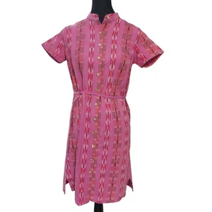 The Territory Ahead Dress Size 4 100% Cotton Pink Stripe Short Sleeve Shift - Picture 1 of 10