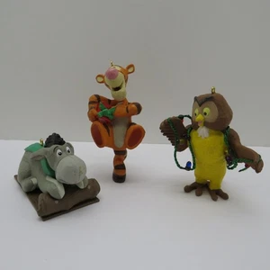 Disney Winnie the Pooh's Eeyore, Tiger, & Owl Hallmark Ornaments set of 3 - Picture 1 of 24