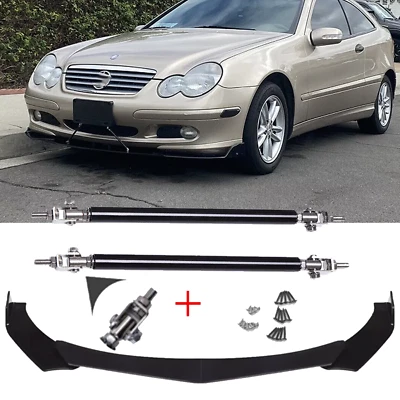 For Mercedes-Benz C230 Front Bumper Lip Spoiler /Splitter Strut Rods Glossy Foto 1 de 4