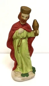 Statuina presepe in ceramica di ricambio vintage Wiseman altezza 5,5" - Foto 1 di 5