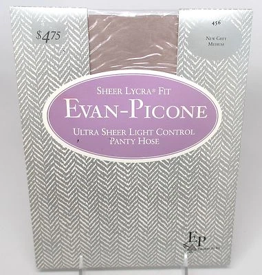 Evan-Picone Ajuste de Lycra Transparente - Nuevo Gris Control de Luz Panty Manguera Mediano #456 Nuevo en Paquete Foto 1 de 4