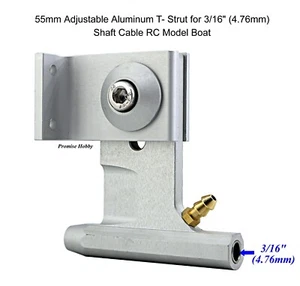 55mm Adjustable Aluminum T- Strut for 3/16" (4.76mm) Prop Shaft Cable RC Boat - Picture 1 of 4