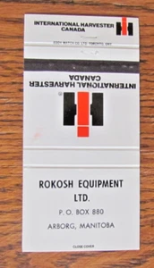 INTERNATIONAL HARVESTER MATCHBOOK COVER: ROKOSH ARBORG, MANITOBA MATCHCOVER -A8 - Picture 1 of 1