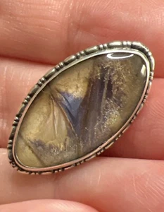 Antique Sterling Silver Oval Butterfly Wing Brooch English Made - Bild 1 von 8