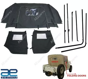 Canvas Half Cabin Soft Top Green Color With Frame For Willys Jeeps CJ2A CJ3A @US - Picture 1 of 8