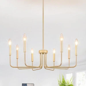 Gold Chandeliers for Dining Room Light Fixture Modern Farmhouse Chandelier - Picture 1 of 9
