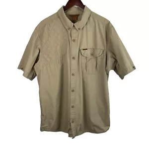 Eddie Bauer Men’s Sz XL Tan Vented Padded Right Shoulder Shooting Hunting Shirt - Picture 1 of 10