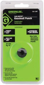 Greenlee 721-1/2P PUNZONE KNOCKOUT, 7/8 pollici (22.500 mm) dimensione effettiva del foro - Foto 1 di 12
