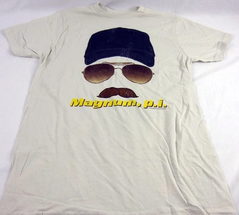 NOVO Magnum P.I. masculino Camiseta logotipo gráfico logotipo TV Tom Selleck tamanho M G GG - Imagem 1 de 1