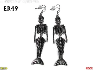 steampunk earrings skeleton mermaid pirate hypoallergenic stainless steel #ER49 - Picture 1 of 8