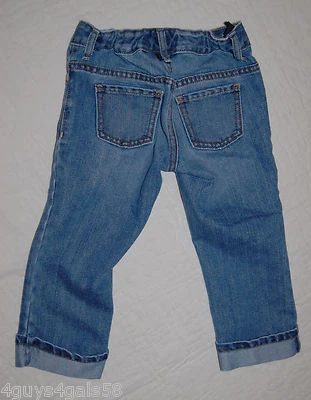 Девочек Capris джинсы старый темно-синий с манжетами ноги средний стирка регулируемая талия размер 7 REG - Изображение 1 из 2