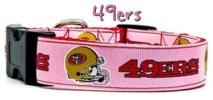 SF 49ERS girl dog collar handmade adjustable buckle 1" or 5/8" wide or leash - Picture 1 of 10