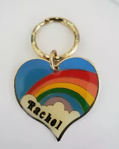 Vintage Centennia Gold Heart Shaped Rainbow Cloud Keychain Various Names U Pick - Picture 1 of 26