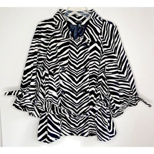 Zebra Print Belted Jacket Size Petite XL New Directions - Picture 1 of 6