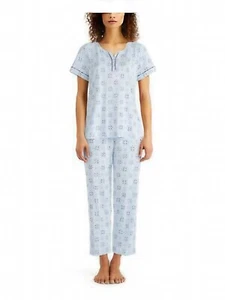 Charter Club Plus Size Light Short Sleeve Straight Leg Sleepwear Blue Floral 2X - Picture 1 of 1
