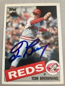 TOM BROWNING 1985 Topps Traded Rookie #11T Signed Auto Cincinnati Reds d.2022 - Picture 1 of 3