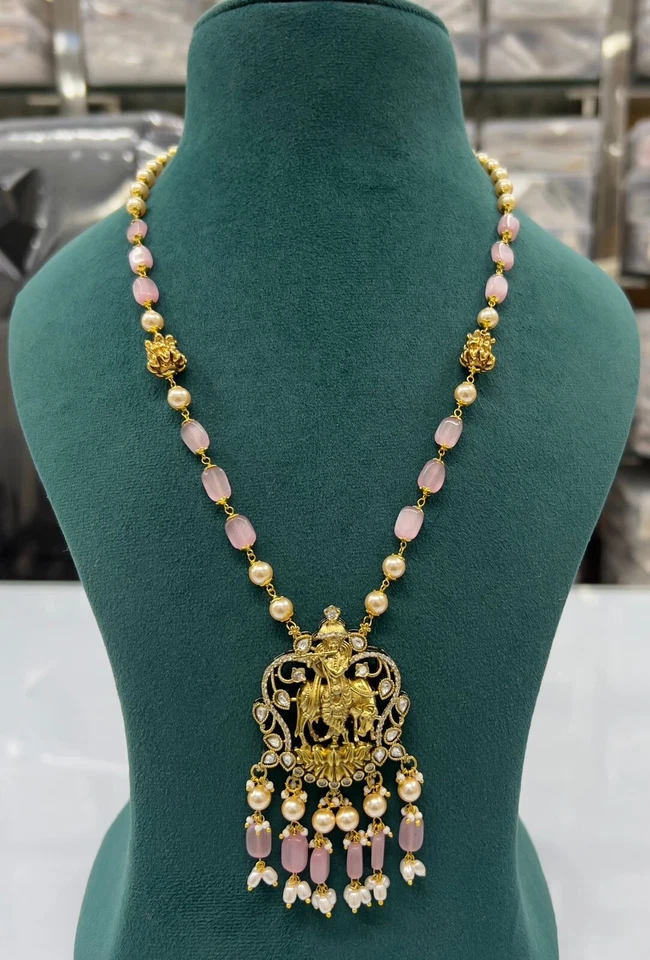 Alloy Gold-plated Green, Long Necklace Set with Drop Earrings for Women and Girl - Image 1 of 1