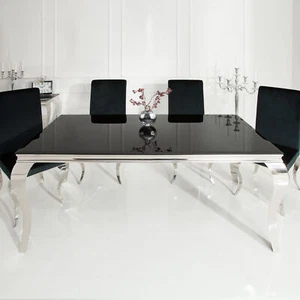 Edler Design Esstisch MODERN BAROCK 180cm schwarz Edelstahl Opalglas Küchentisch - Bild 1 von 11