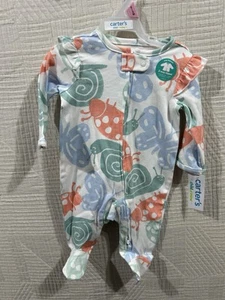 Carters Child Of Mine Baby Girl Snails And Butterfly Knit Sleeper Size 0-3 M New - Picture 1 of 5