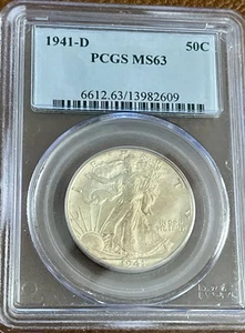 1941 d walking liberty half dollar- BU PCGS Ms 63- A Beauty- Some Golden Toning - Picture 1 of 2