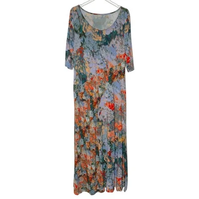 Soft Surroundings Nanette Maxi Dress 1X Watercolor Floral Print 3/4 Sleeve *flaw - Image 1 of 4