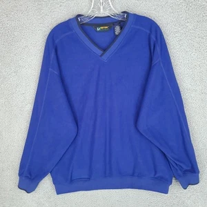 Eddie Bauer Golf Sweater Mens Large Ebtek Fleece Blue V Neck Pullover - Picture 1 of 10