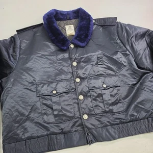 Vintage Horace Tuffy Jac Blau Bomberjacke Herren 2XL 60R 70s Flight Satin Mantel - Bild 1 von 18