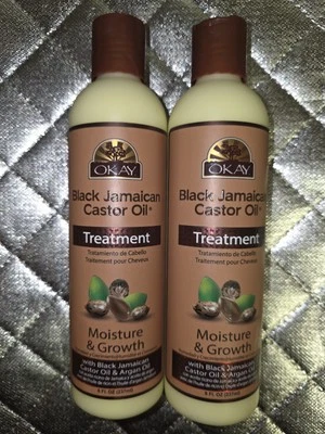 Okay Black Jamaica Tratamiento de Aceite de Ricino Moture & Growth 8 fl oz Lote Sellado de 2 Foto 1 de 3