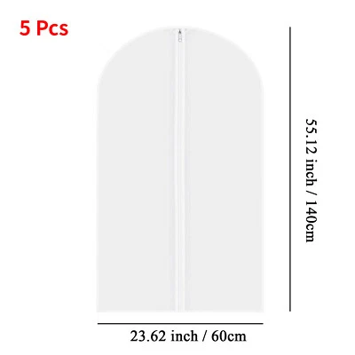 5 Pcs Garment Bag Travel Suit Dress Storage Clear Cover Full Zipper Coat Carrier - Image 1 of 4