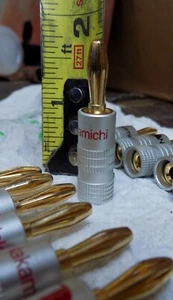 New NAKAMICHI Gold Plate 4mm Plug Cable Wire Audio Speaker Connector Set of 2 Pc - Picture 1 of 6