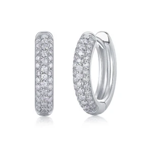 Lab-Created MOISSANITE Huggie Hoop Earrings 925 Sterling Silver Pass Tester - Picture 1 of 10