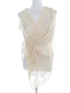 Mais Il est Ou le Soleil Size S Ivory Wrap Blouse Sleeveless Asymmetrical - Foto 1 di 5