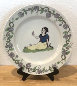 VINTAGE HTF THE DISNEY GALLERY SNOW WHITE PORCELAIN FLORAL DINNER PLATE - Picture 1 of 8