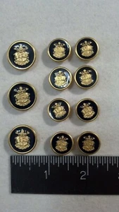 WATERBURY Men Metal BLAZER/JACKET BUTTON SET CrShM SB 3&8 Gold/Blue Enamel/Epoxy - Picture 1 of 2